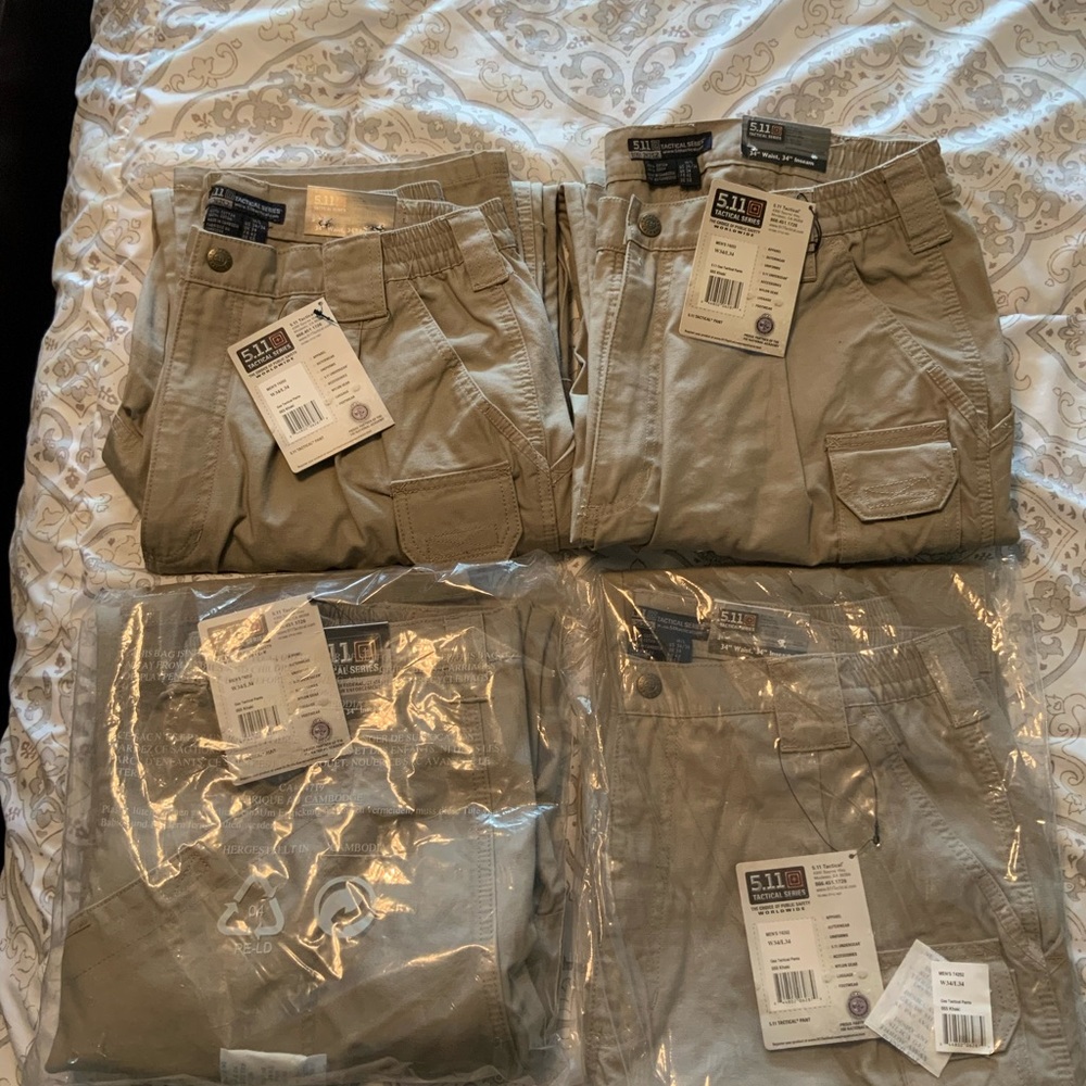 Men’s 5.11 Tactical Series pants 4 Pairs brand new with tags size W34/L34 Khaki